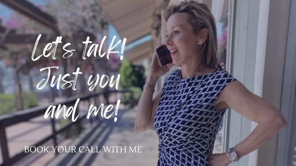 Founder of Soul of Business, Melanie Sears, speaking on the phone with promotional text inviting to book a call.